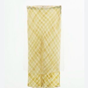 Zara NWT Yellow Checkered Sheer Skirt